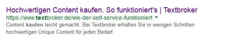 SERP-Snippet zu Texte kaufen