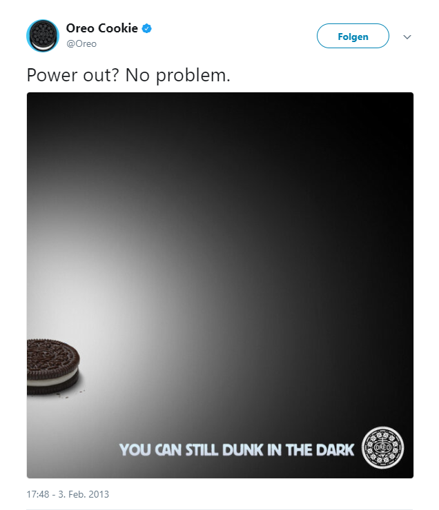 Anzeige von Oreo zum Newsjacking
