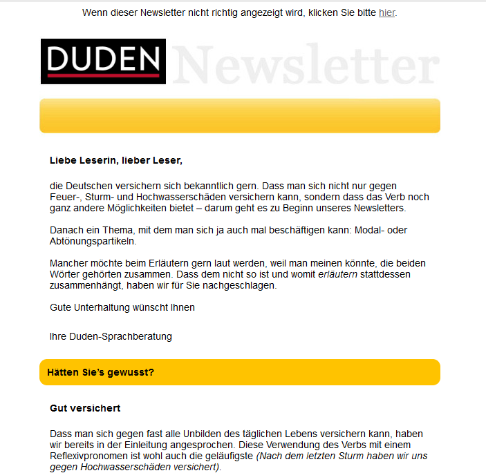 Newsletter der Duden-Sprachberatung