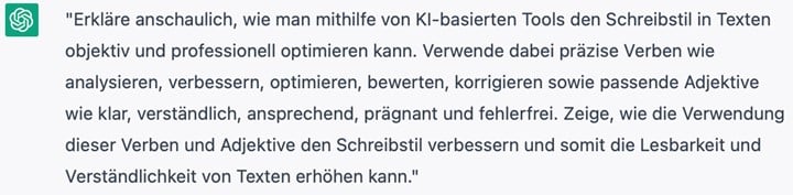 Beispielprompt zur Stil- und Textoptimierung mit KI
